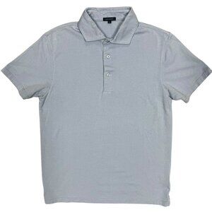 Patrick Assaraf Pima Cotton Polo Shirt Stretch Fabric Made in Peru Blue Small